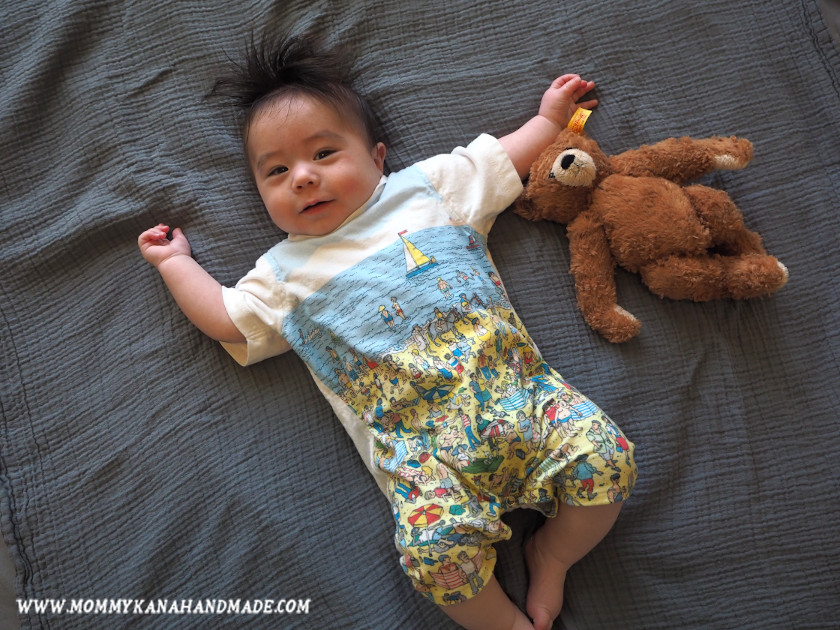 大人のtシャツをベビーロンパースにアップサイクル